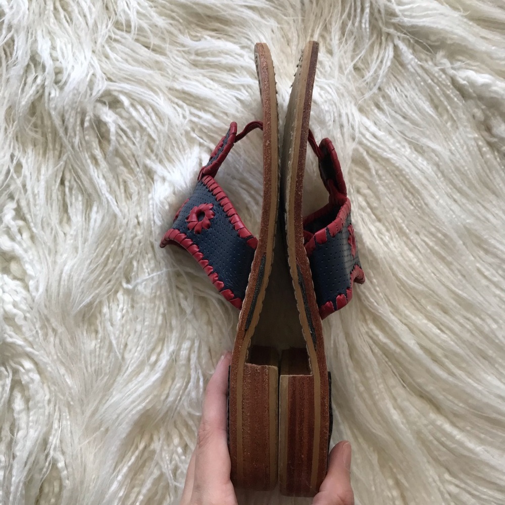 JACK ROGERS “Navajo” red and navy flat sandals 7 - Picture 6 of 7